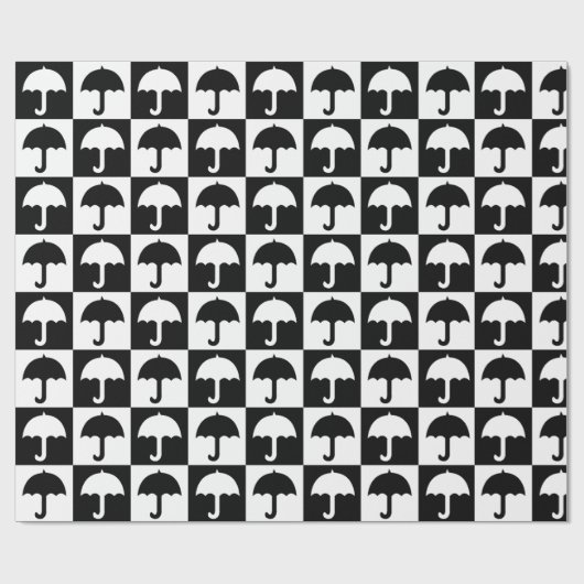 Schwarz-weißer Schirmblock Geschenkpapier (Flach)