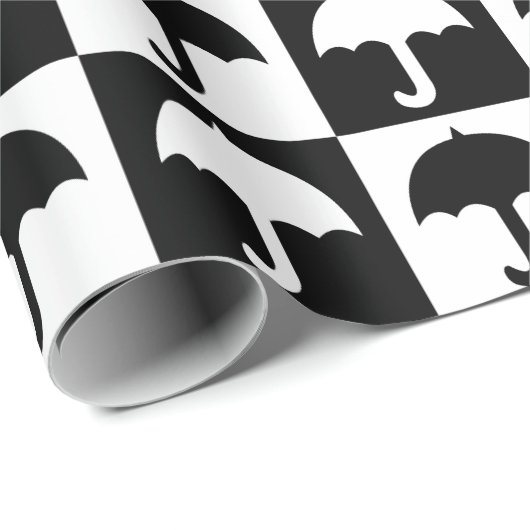 Schwarz-weißer Schirmblock Geschenkpapier (Rolleneckpunkt)