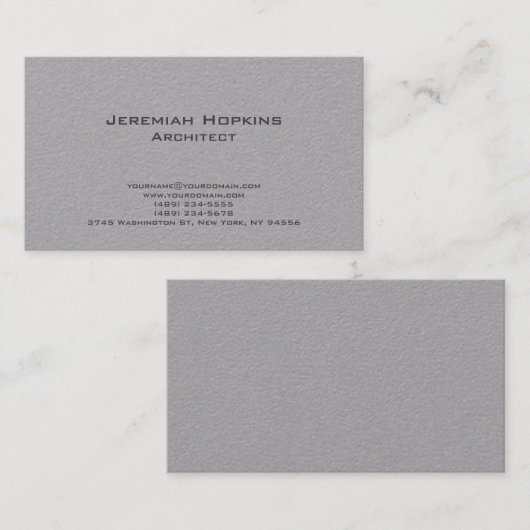 Schwarz-weißer Schlichter Architekt Premium Gray Visitenkarte (Vorne/Hinten)