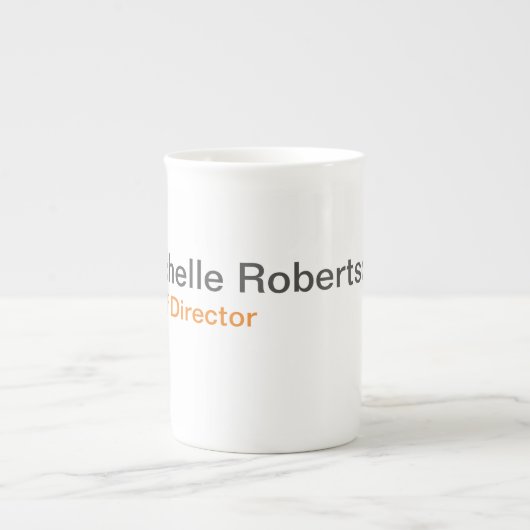 Schwarz-weißer Schlichter Minimalistischer Name hi Porzellantasse (Vorderseite)