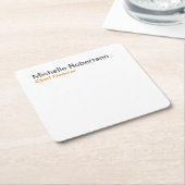 Schwarz-weißer Schlichter Minimalistischer Name hi Rechteckiger Pappuntersetzer (angewinkelt)