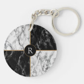 Schwarz-weißer Schlüsselanhänger aus Marmor Person (Rückseite)