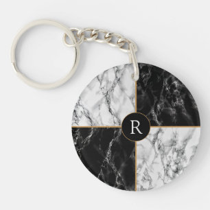 Schwarz-weißer Schlüsselanhänger aus Marmor Person