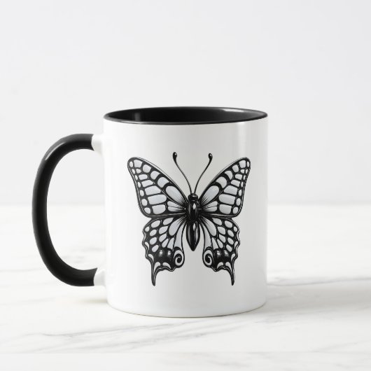 Schwarz Weißer Schmetterling Tasse (Links)