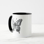 Schwarz Weißer Schmetterling Tasse (Vorderseite Links)