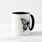Schwarz Weißer Schmetterling Tasse (VorderseiteRechts)