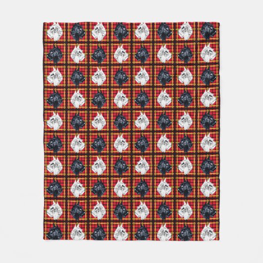 Schwarz-weißer schottischer Terrier Scottie Dog De Fleecedecke (Vorderseite)