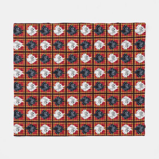 Schwarz-weißer schottischer Terrier Scottie Dog De Fleecedecke (Vorderseite (Horizontal))