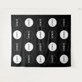 Schwarz-weißer Schritt mit zwei Round-Logos und Wi Wandteppich (Vorderseite (Horizontal))