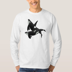Schwarz-Weißer Schwertwal Langarmshirt T-Shirt