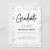 Schwarz-weißer Script Graduate Math Foto Abschluss Einladung (Vorderseite)