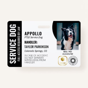 Schwarz-weißer Service-Hund 2-Logos und Foto-ID Ausweis