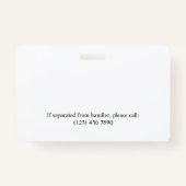 Schwarz-weißer Service-Hund 2-Logos und Foto-ID Ausweis (Rückseite)