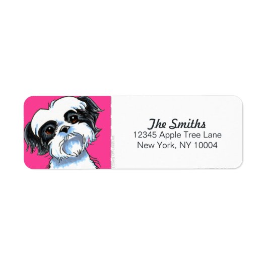 Schwarz-weißer Shih Tzu-Hot-Pink-Block (Vorne)