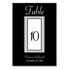 Schwarz-weißer Silberhochzeittisch Tischnummer