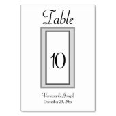 Schwarz-weißer Silberhochzeittisch Tischnummer (Vorderseite)