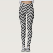 Schwarz-weißer Silver Glitzer Zickzack Zigzag Must Leggings (Vorderseite)