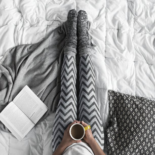 Schwarz-weißer Silver Glitzer Zickzack Zigzag Must Leggings