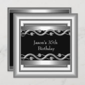 Schwarz-weißer Silver Mens 35. 5. Einladung (Vorne/Hinten)