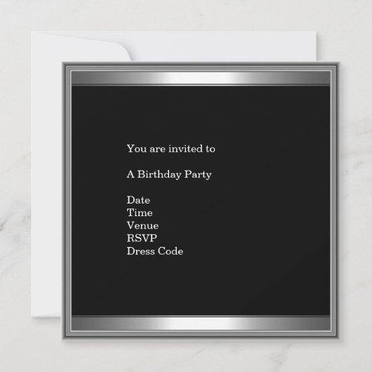 Schwarz-weißer Silver Mens 35. 5. Einladung (Rückseite)