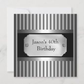 Schwarz-weißer Silver Mens im Stil von Metal Chrom Einladung (Vorderseite)