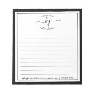 Schwarz-weißer Skriptname   Aus dem Schreibtisch d Notizblock