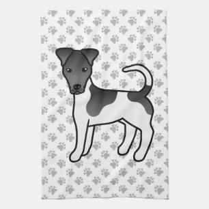 Schwarz-weißer Smooth-Fox-Terrier-Cartoon-Hund Geschirrtuch