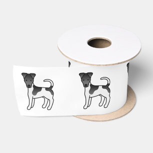 Schwarz-weißer Smooth-Fox-Terrier-Cartoon-Hund Satinband