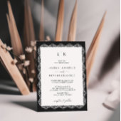 Schwarz-weißer Spitzenrahmen Monogramm QR-Code Hoc Einladung