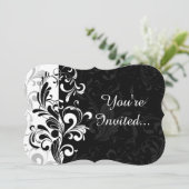 Schwarz-weißer Springbrunnen Party wirbeln Einladung (Stehend Vorderseite)