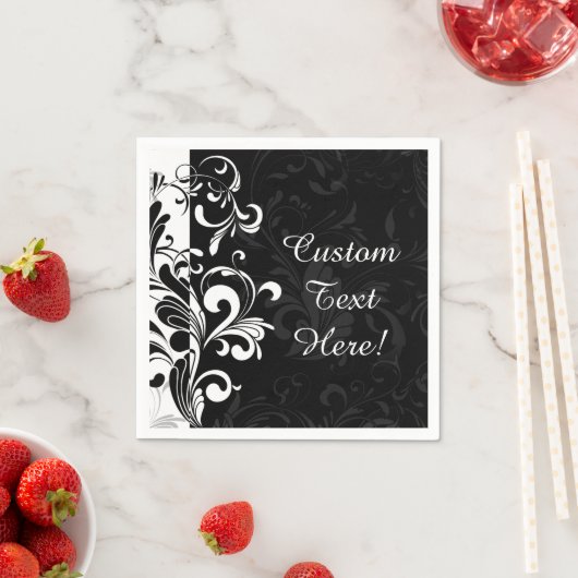 Schwarz-weißer Springbrunnen Party wirbeln Serviette (Beispiel)