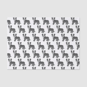 Schwarz-weißer Staffie süßes Cartoon-Hund-Muster Seidenpapier