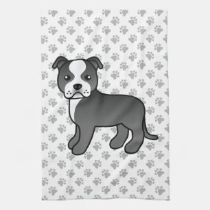 Schwarz-weißer Staffordshire Bull Terrier Hund Geschirrtuch