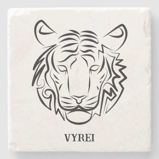 Schwarz-weißer Stammes-Tiger Steinuntersetzer (Vorderseite)