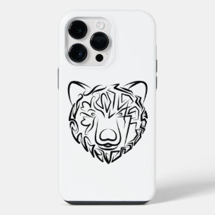 Schwarz-weißer Stammesbär iPhone 14 Pro Max Hülle