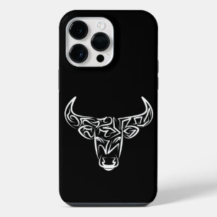 Schwarz-weißer Stammesbulle / Ochse iPhone 14 Pro Max Hülle