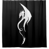 Schwarz-weißer Stammesdrache Duschvorhang (Vorderseite)