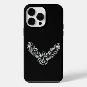 Schwarz-weißer Stammesfliegender Uhu iPhone 14 Pro Max Hülle