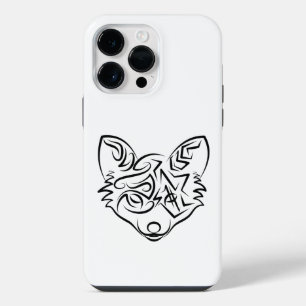 Schwarz-weißer Stammesfuchs iPhone 14 Pro Max Hülle