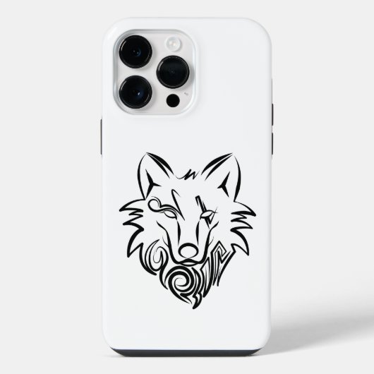 Schwarz-weißer Stammeswolf iPhone Hülle (Rückseite)