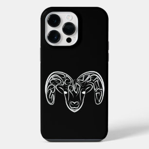 Schwarz-weißer Stammesziege / Schaf iPhone 14 Pro Max Hülle