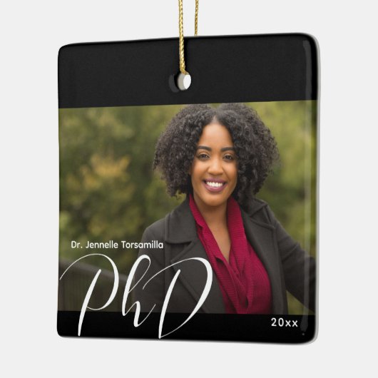 Schwarz-weißer, stilvoller Foto PhD-Abschluss Keramikornament (Links)