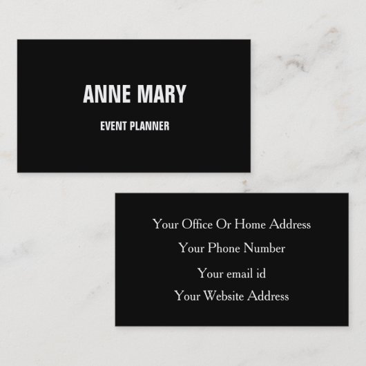 Schwarz-weißer stilvoller Hochzeitsplaner Visitenkarte (Vorne/Hinten)