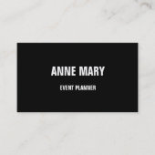 Schwarz-weißer stilvoller Hochzeitsplaner Visitenkarte (Vorderseite)