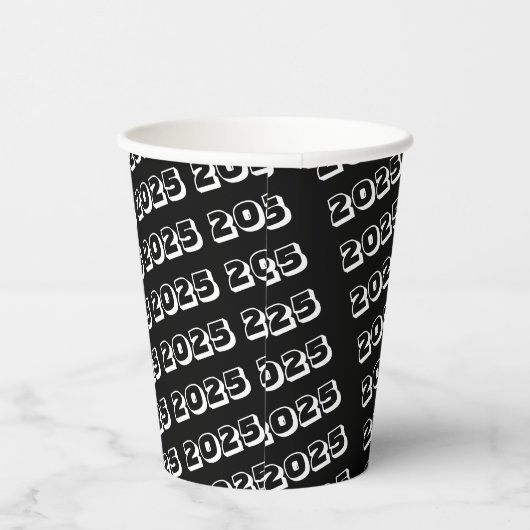 Schwarz-weißer Streifen 2025 Pappbecher (Rechts)