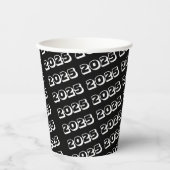 Schwarz-weißer Streifen 2025 Pappbecher (Vorderseite)