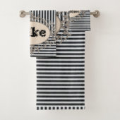 Schwarz-weißer Streifen Behalt HandsomeBadezimmer  Badhandtuch Set (Insitu)