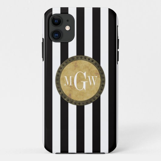 Schwarz-weißer Streifen Case-Mate iPhone Hülle (Rückseite)