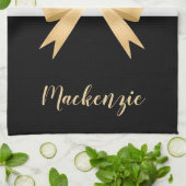 Schwarz-weißer Streifen Goldem Bogen Geschirrtuch (Gefaltet)