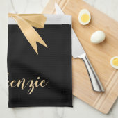 Schwarz-weißer Streifen Goldem Bogen Geschirrtuch (Viertel Falte)